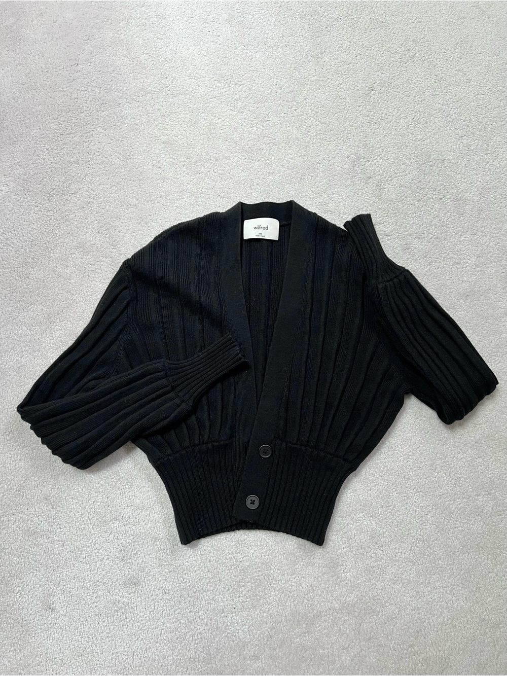 Wilfred Black Ribbed Cropped Button Cardigan